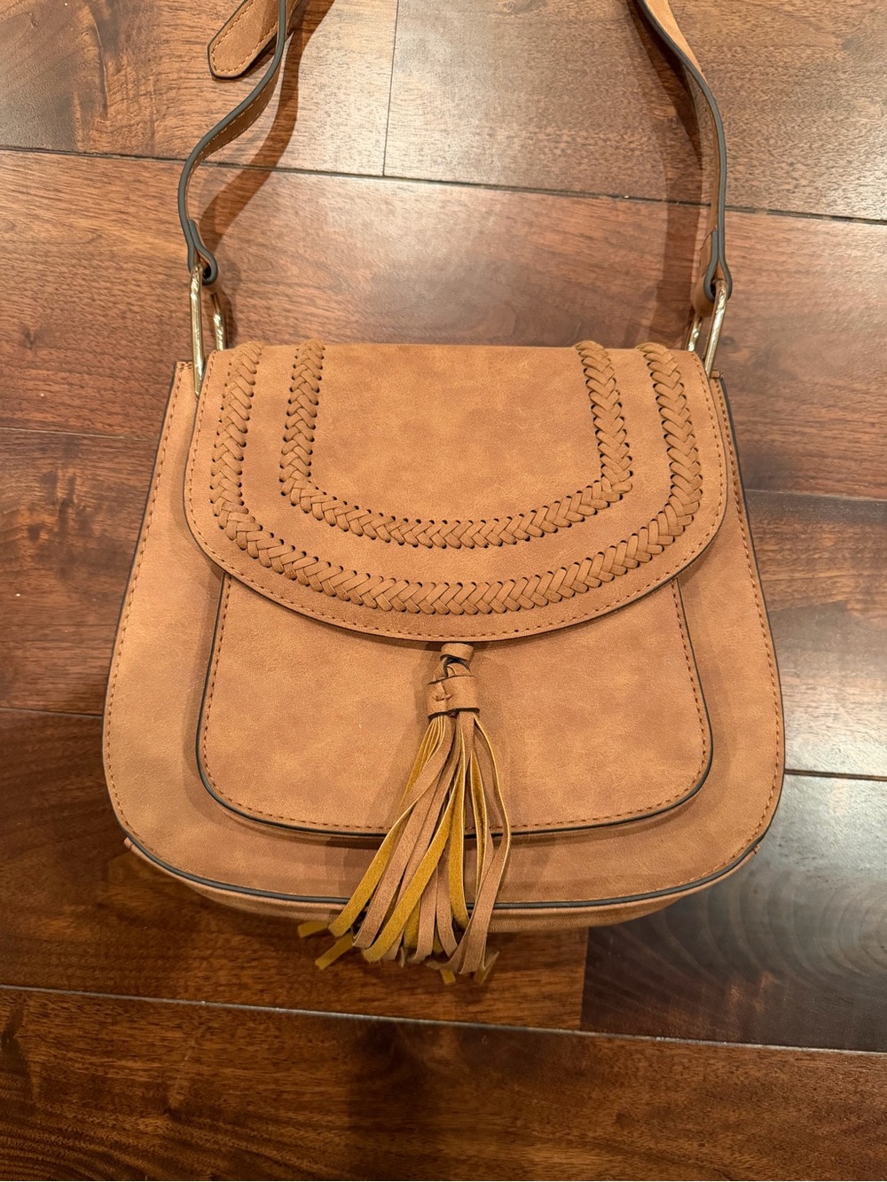 Franco Sarto Brown Suede Fringe Crossbody Bag